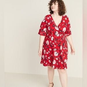 Old Navy fit and flare faux wrap dress 4x